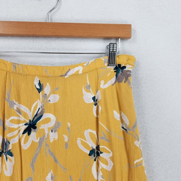 Oneill Skirt Womens Small Yellow Floral Maxi Double Slit Beach Swim Cover Casual - Picture 2 of 16